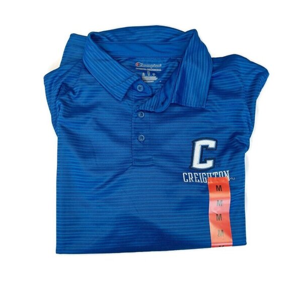 Creighton Bluejays Mens Size M Performance SS Golf Polo Shirt Blue Champion - Picture 5 of 5